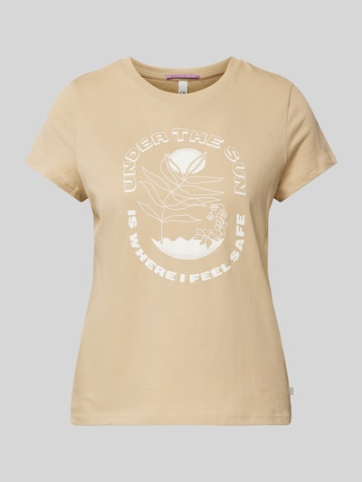 QS T-Shirt mit Motiv-Print Beige 2
