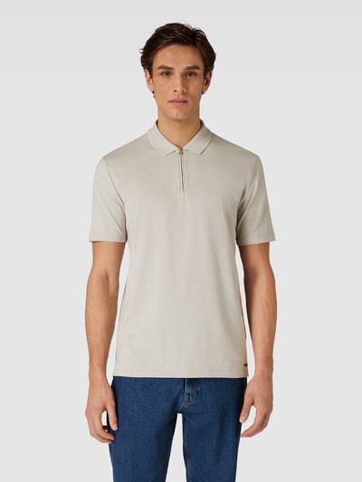 HUGO Poloshirt met korte ritssluiting, model 'Dekok' Steengrijs - 4