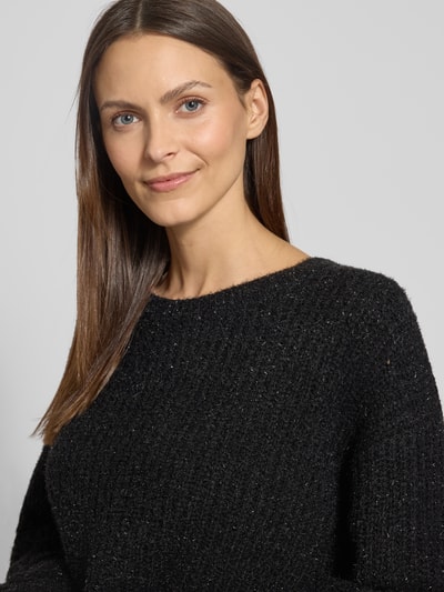 comma Oversized gebreide pullover met ribboorden Zwart - 3