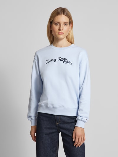 Tommy Hilfiger Sweatshirt mit Label-Stitching Modell 'SCRIPT' Hellblau 4