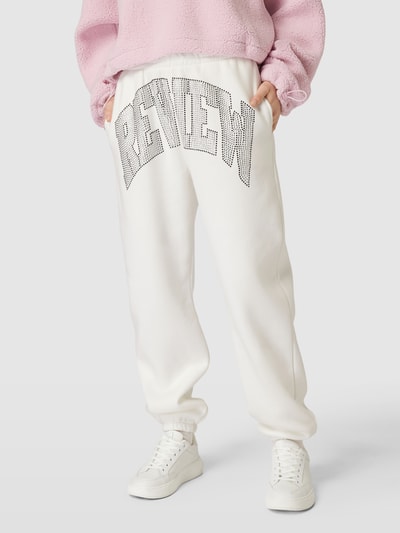 Review Sweatpants mit Strasssteinbesatz Offwhite 4