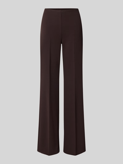 Produktfoto, Flared Fit Stoffhose mit Bügelfalten von Rinascimento, dunkelbraun, elastischer Bund, glatte Struktur, Stretch-Anteil