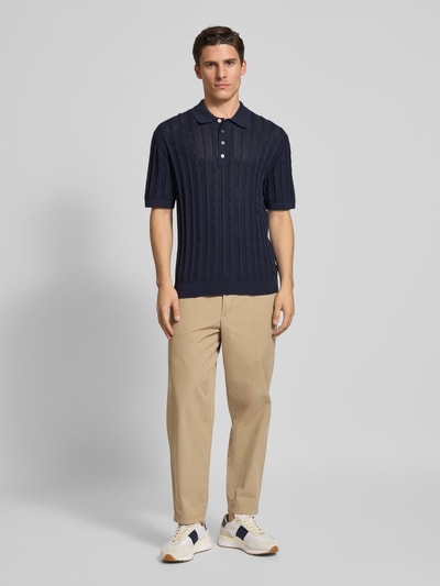 Jack & Jones Premium Poloshirt in gebreide look, model 'MASON' Donkerblauw - 1