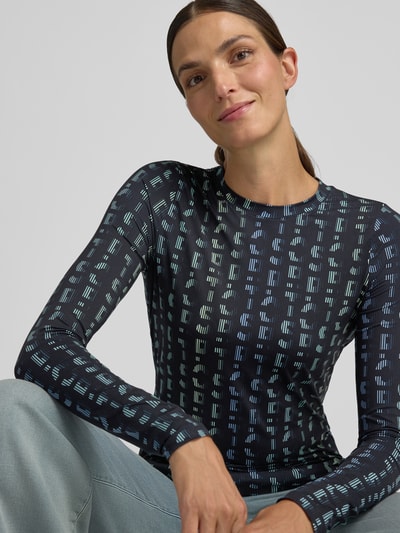 Marc Cain Longsleeve mit Label-Print Rauchblau 3