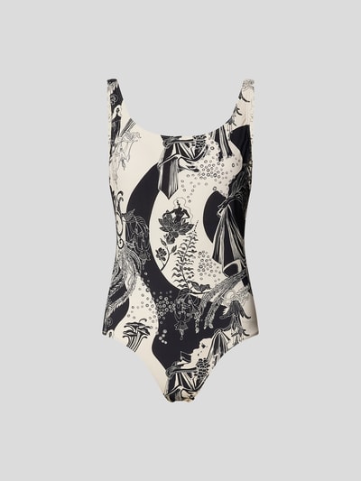 Tory Burch Badeanzug mit Allover-Muster Schwarz 2