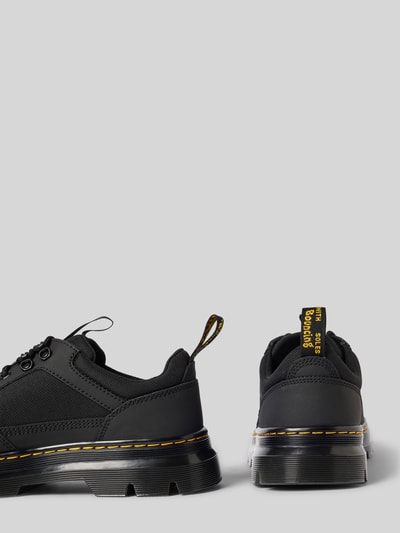 Productfoto, Heren veterschoenen van Dr. Martens, Schnürschuhe aus Leder-Mix Modell 'Reeder', zwart, afgerond model, labeldetail, contrastnaad, geprofileerde zool, hakhoogte maat 44: 4 cm, schachthoogte maat 44: 7 cm, schachtbreedte maat 44: 9 cm