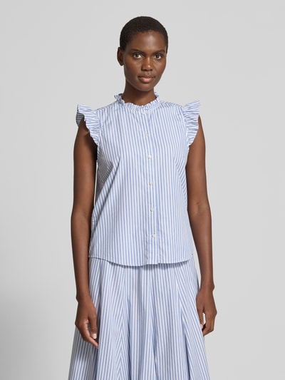 GANT Regular Fit Bluse mit Stehkragen und Rüschen Hellblau 4