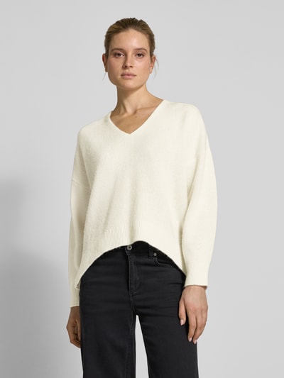 BOSS Orange Strickpullover mit V-Ausschnitt Modell 'Fondella' Offwhite 4