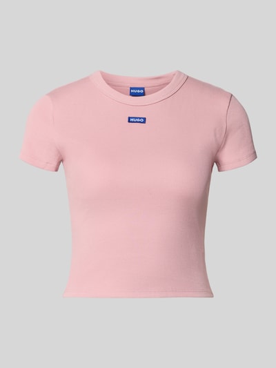 Produktfoto, Slim Fit T-Shirt aus Baumwoll-Mix Modell 'BABY TEE_B' von Hugo Blue, efekt: jednolity kolor, okrągły dekolt, krótki rękaw, wykończenie: prążkowany materiał