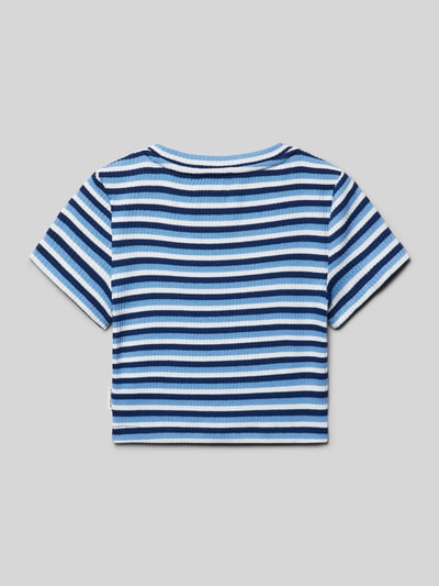 Tom Tailor Cropped T-Shirt in Ripp-Optik Marine 3