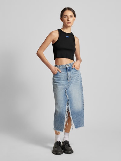 Hugo Blue Crop Top in Ripp-Optik Black 1