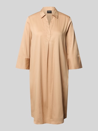Produktfoto, A-Linie Freizeitkleid aus Baumwoll-Mix von s.Oliver BLACK LABEL in beige mit glatter Oberfläche und lockerer Passform. Damen Freizeitkleid von s.Oliver BLACK LABEL.
