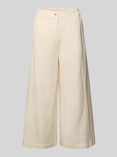 Produktfoto, Culotte aus Viskose-Mix Modell 'Maiga flow' von OPUS, Damen Culotte im Wide-Leg-Pants Stil, Leinen-Viskose-Anteil, Eingrifftaschen, Bundweite 40 cm, Innenbeinlänge 65 cm, Farbe Creme, glatte Textur