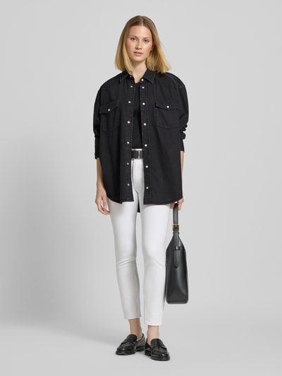 Polo Ralph Lauren Regular fit overhemdblouse in jeanslook met drukknoopsluiting Zwart - 1