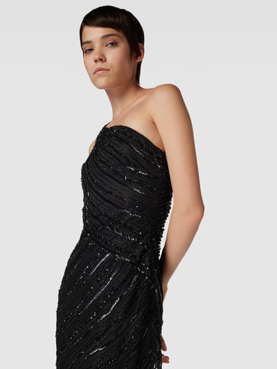 LACE & BEADS Knielanges Cocktailkleid mit One-Shoulder-Träger Black 3