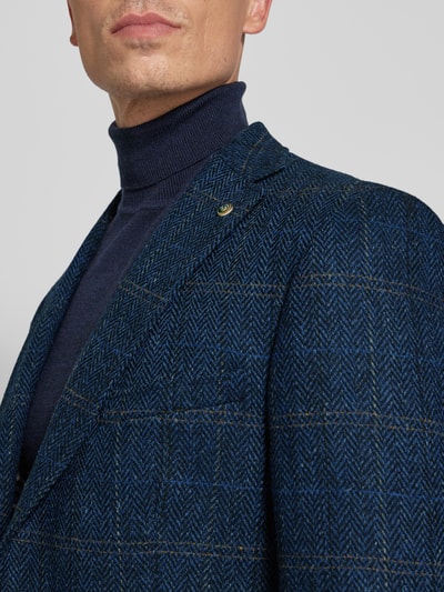 Carl Gross Slim fit 2-knoops colbert van scheerwol, model 'Theo' Donkerblauw - 3