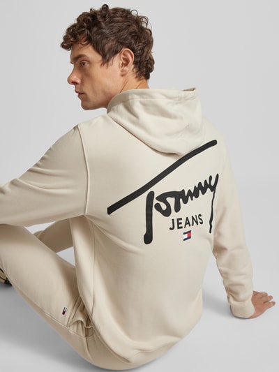 Tommy Jeans Regular fit hoodie met labelprint Beige - 3