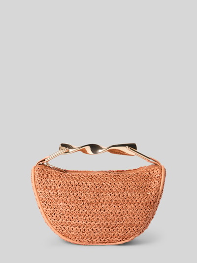 Produktfoto, Handtasche in Flecht-Optik mit kurzem Tragegriff von Jake*s Cocktail aus Papier, Hauptfach mit Reißverschluss, Orange, Maße 23 cm Breite, 14 cm Länge, 6 cm Tiefe, Schulterriemen 24 cm