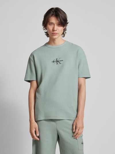 Calvin Klein Jeans T-shirt z okrągłym dekoltem Kamienny 4