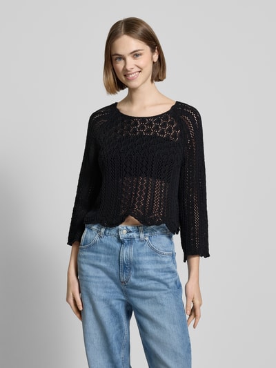 Only Cropped Strickpullover mit Baumwoll-Anteil Modell 'NOLA' Black 4