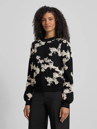 Vero Moda Regular fit gebreide pullover van viscosemix, model 'NANCY' Zwart - 4