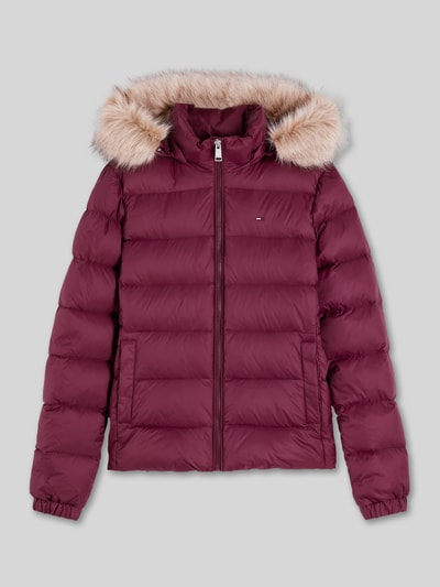 Tommy Jeans kurtka puchowa krój regular fit ze sztucznego futra Bordowy 2