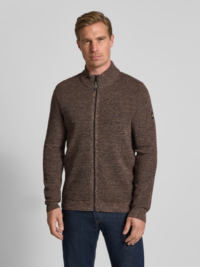 camel active Slim Fit Strickjacke Modell 'Mouline' Dunkelbraun 4