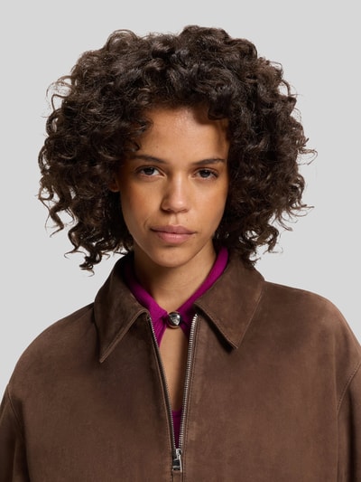 HUGO Relaxed Fit Jacke aus echtem Ziegenvelours Hellbraun 3