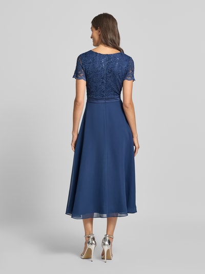 Swing Sukienka koktajlowa z koronką i dekoltem w serek Niebieski 5