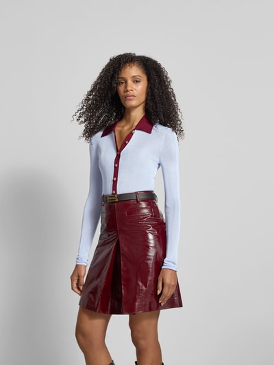 Self-Portrait Bodysuit mit Umlegekragen Hellblau 4