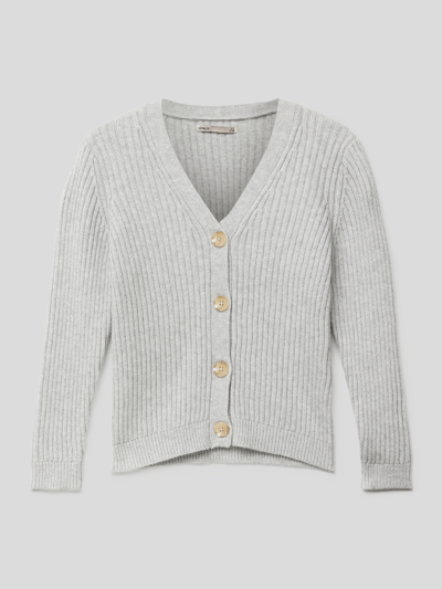 Only Cardigan mit V-Ausschnitt Modell 'KATIA' Mittelgrau Melange 1