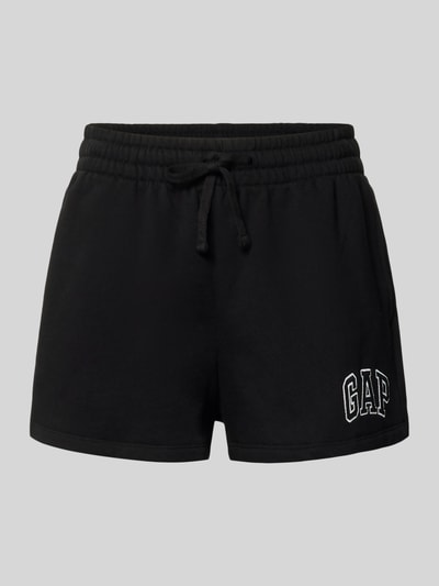Produktfoto, Sweatshorts mit Logo und elastischem Bund von GAP in Schwarz, Baumwoll-Mix, Regular Fit, weißes gesticktes Logo vorn
