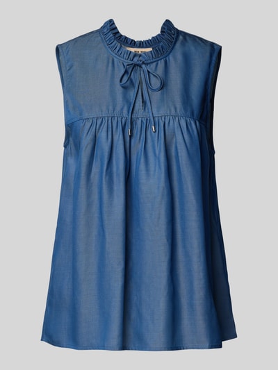 MOS MOSH Blusentop aus Lyocell mit Schlüsselloch-Ausschnitt Blau 2