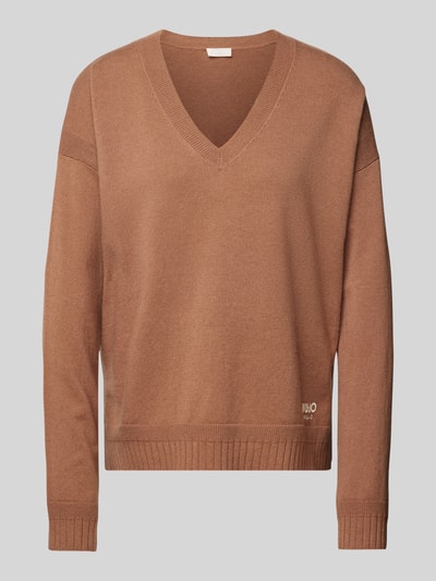 LIU JO SPORT Oversized Strickpullover mit gerippten Abschlüssen Cognac 1