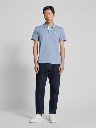 Tom Tailor Regular Fit Poloshirt aus Baumwoll-Piqué mit Logo-Stitching Rauchblau 1