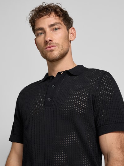 Lindbergh Koszulka polo o kroju relaxed fit z listwą guzikową Czarny 3