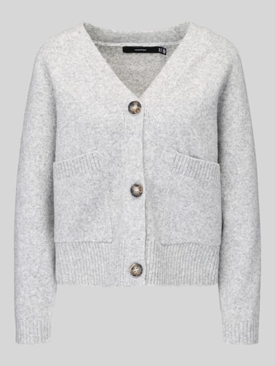 VERO MODA Oversized Strickjacke mit Woll-Anteil Modell 'BOOM' Hellgrau Melange 2