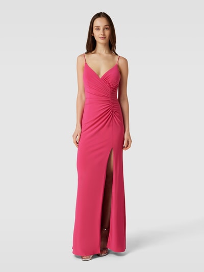 Luxuar Abendkleid in Wickel-Optik Pink 4