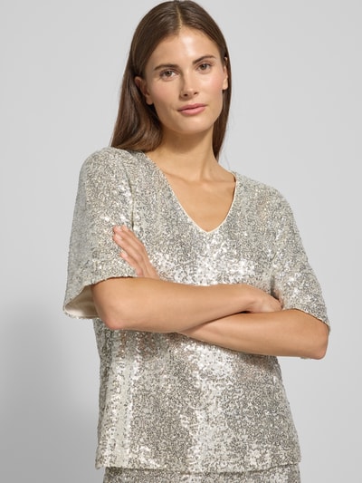 ICHI Blusenshirt mit V-Ausschnitt Modell 'FAUCA' Beige 3