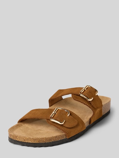 Only Pantoletten mit Dornschließen Modell 'MAXI-13' Cognac 1