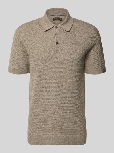 Produktfoto, Regular Fit Poloshirt mit Strukturmuster Modell 'Riley' von Jack & Jones Premium in Beige, reine Baumwolle, kurzärmelig, dezente Textur