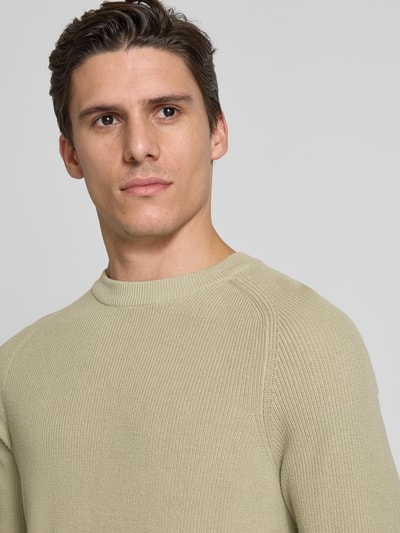 Casual Friday Strickpullover mit Rundhalsausschnitt Modell 'OLIVER' Khaki 3