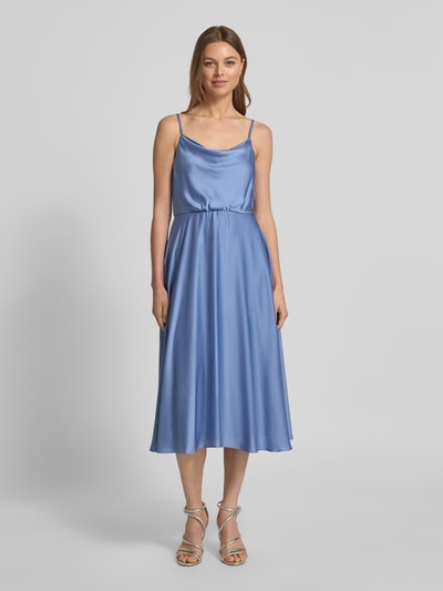 Jake*s Cocktail Knielanges Cocktailkleid mit Wasserfall-Ausschnitt Jeansblau 4