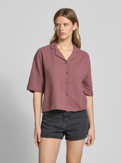 Only Boxy fit blouse met korte mouwen van zuiver katoen, model 'THYRA' Mauve - 4