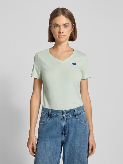 Hugo Blue Regular fit T-shirt van puur katoen, model 'CLASSIC V' Lichtgroen - 4