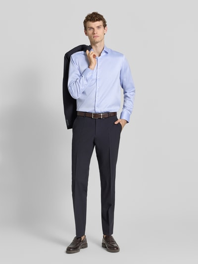 Christian Berg Men Regular Fit Business Hemd aus Baumwolle mit Haifischkragen Bleu 1