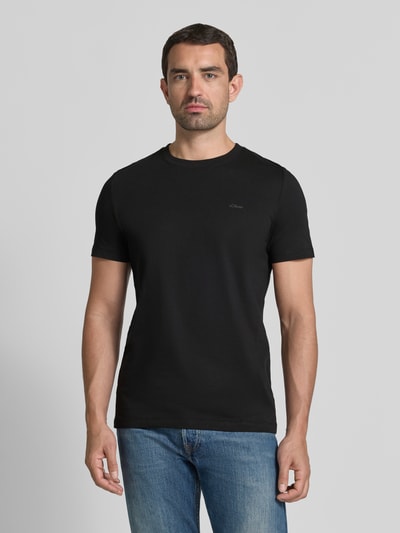 s.Oliver RED LABEL męski t-shirt o kroju regular fit z czystej bawełny Czarny 4