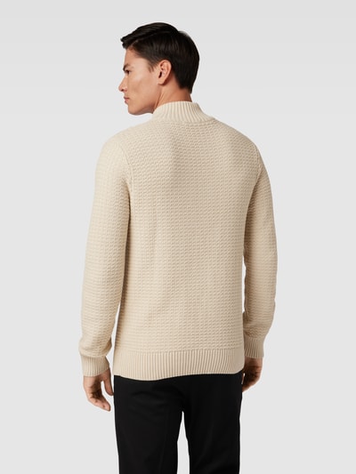 SELECTED HOMME Gebreide pullover met opstaande kraag en ritssluiting, model 'THIM' Offwhite - 5