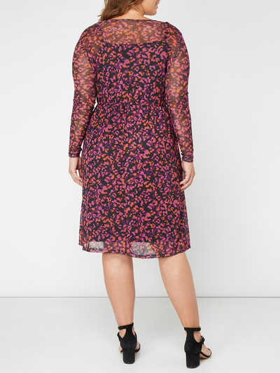 Junarose PLUS SIZE - jurk van mesh met bloemenmotief Felroze - 5