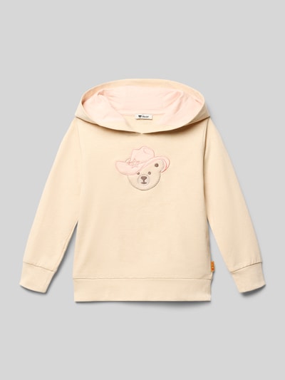 Steiff Hoodie van katoenmix Ecru gemêleerd - 1